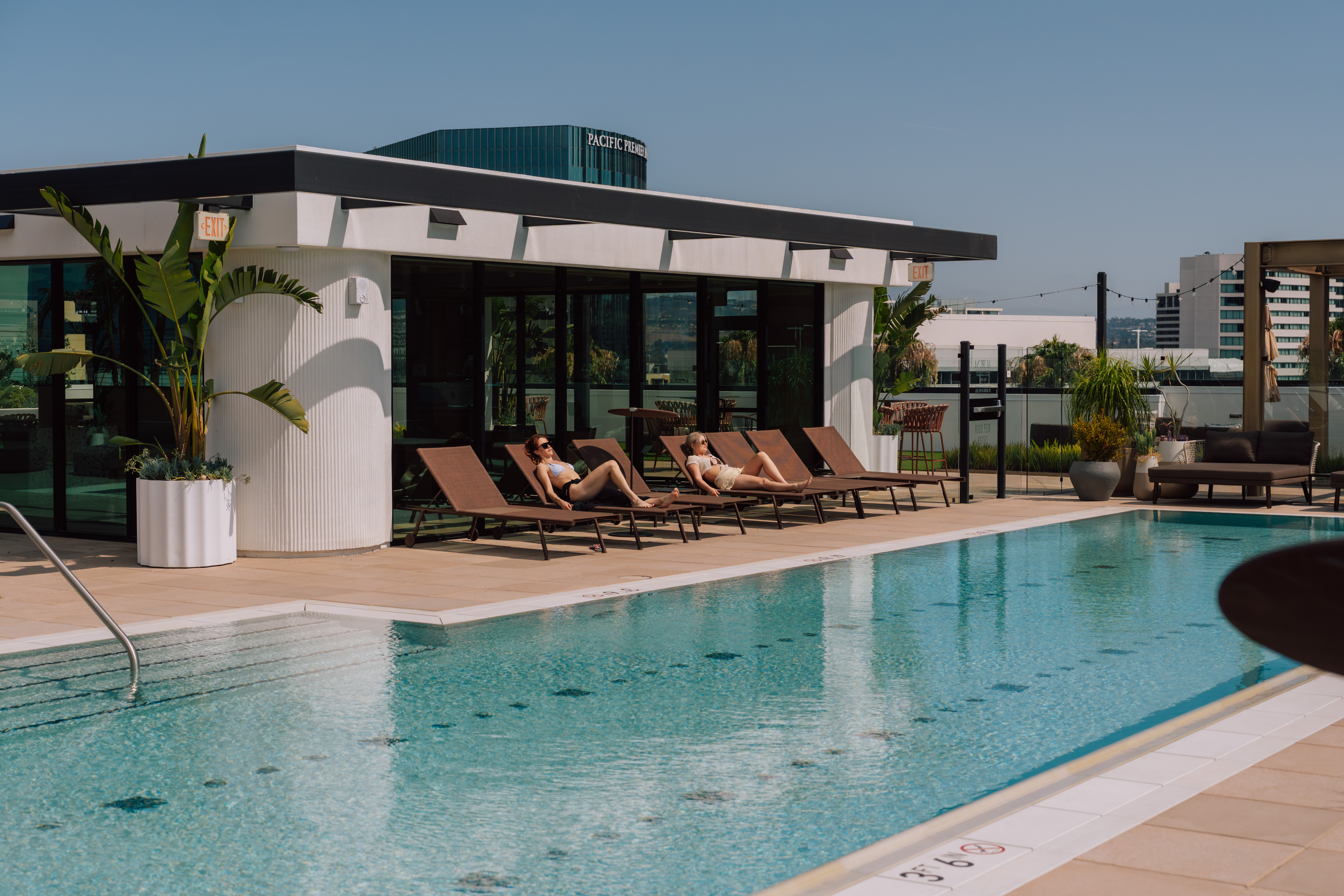 Los Angeles pool lounge with cabanas