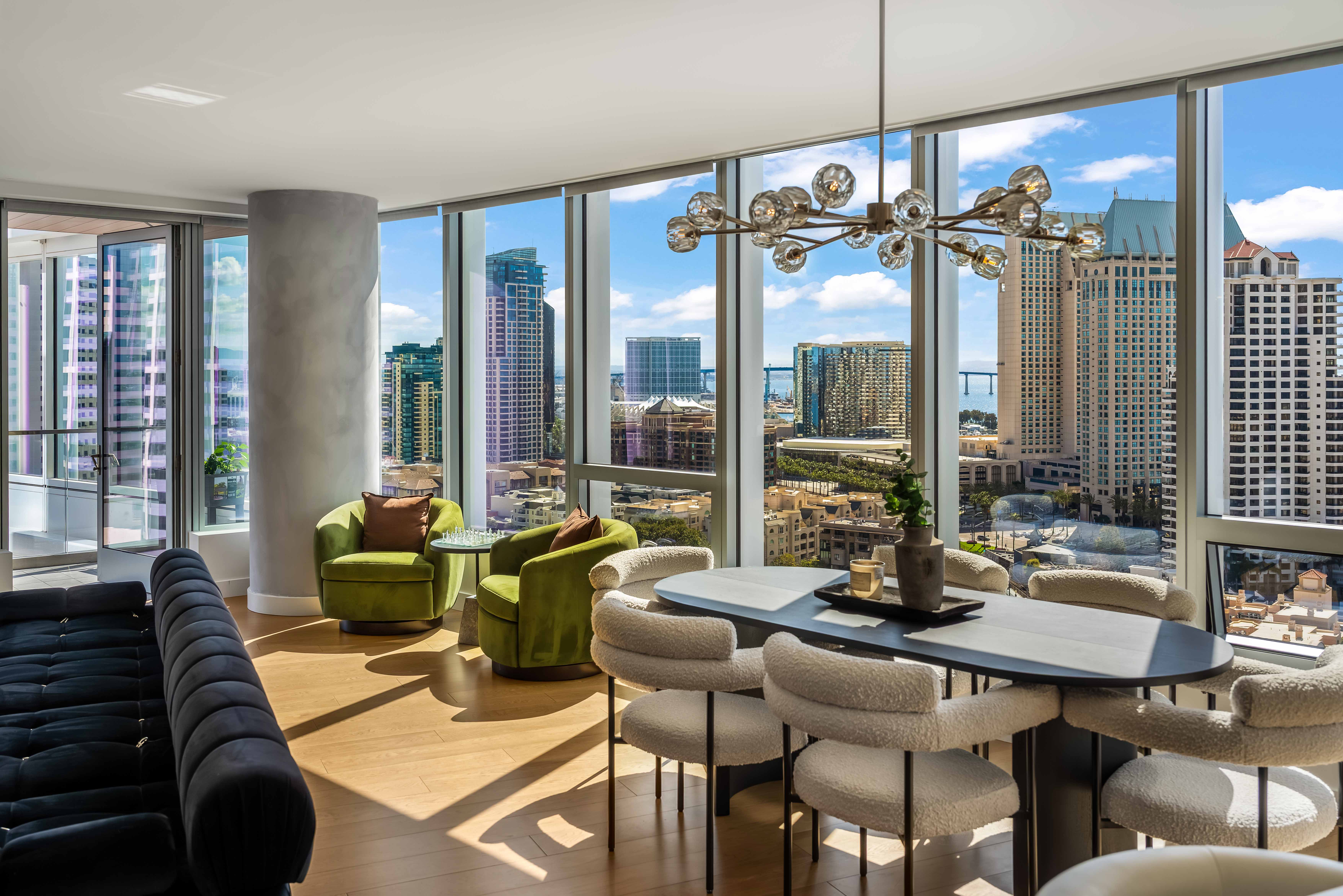 San Diego penthouse interior with harbor view